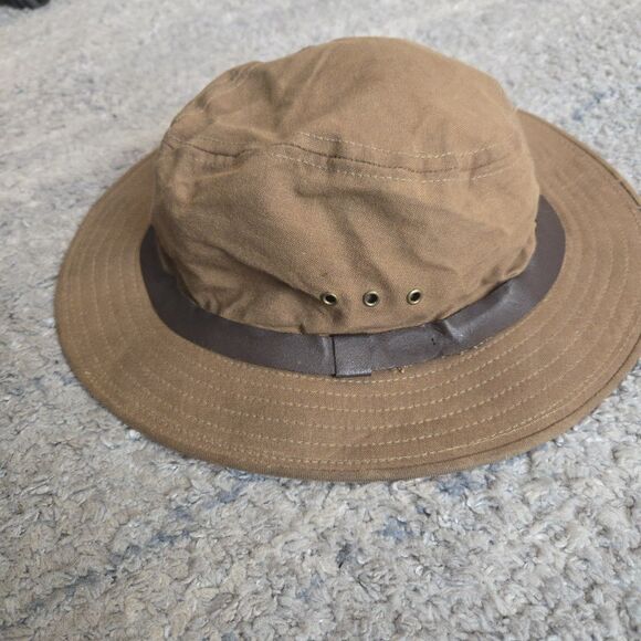 Vintage Filson Tin Cloth Packer Hat Mens XL Waxed Canvas Leather band USA - Picture 1 of 6